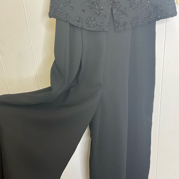Brand New Laundry Shelli Segal Black Embellished Jumpsuit Set w/ Vest Evening 4 - Picture 3 of 12